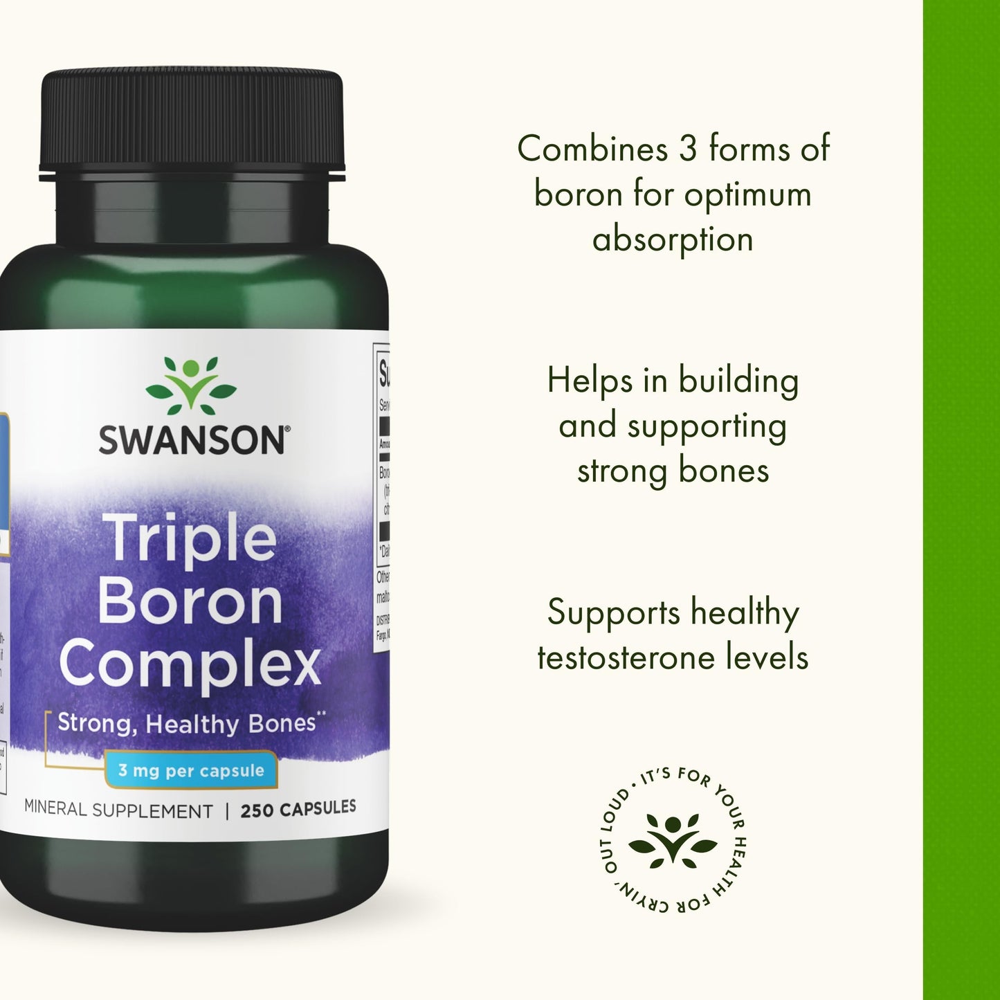 Swanson Triple Boron Complex – Bone Health & Joint Support (250 Capsules)