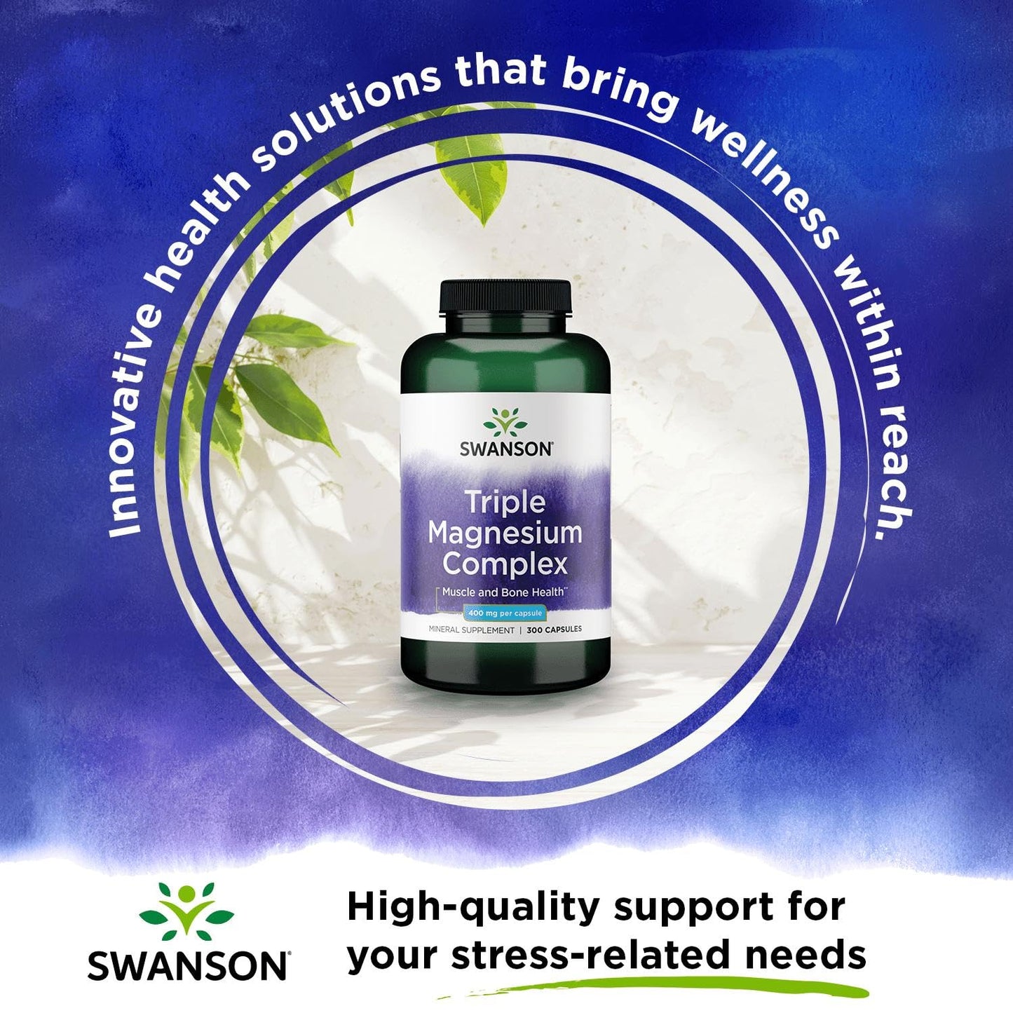 Swanson Triple Magnesium Complex – Magnesium Supplement for Brain, Sleep & Energy (300 Vegan Capsules)