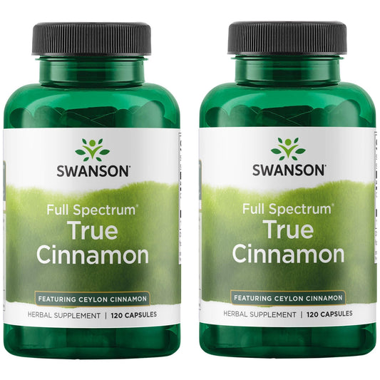 Swanson Full Spectrum True Cinnamon - Herbal Supplement (120 Capsules, 300mg Each) 2 Pack BritishVita | Premium UK Vitamins & Wellness Supplements