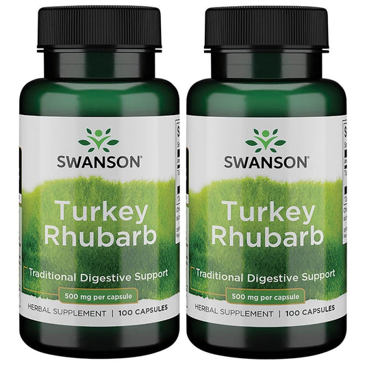 Swanson Turkey Rhubarb - Digestive Health Supplement (100 Capsules, 500mg) 2 Pack BritishVita | Premium UK Vitamins & Wellness Supplements