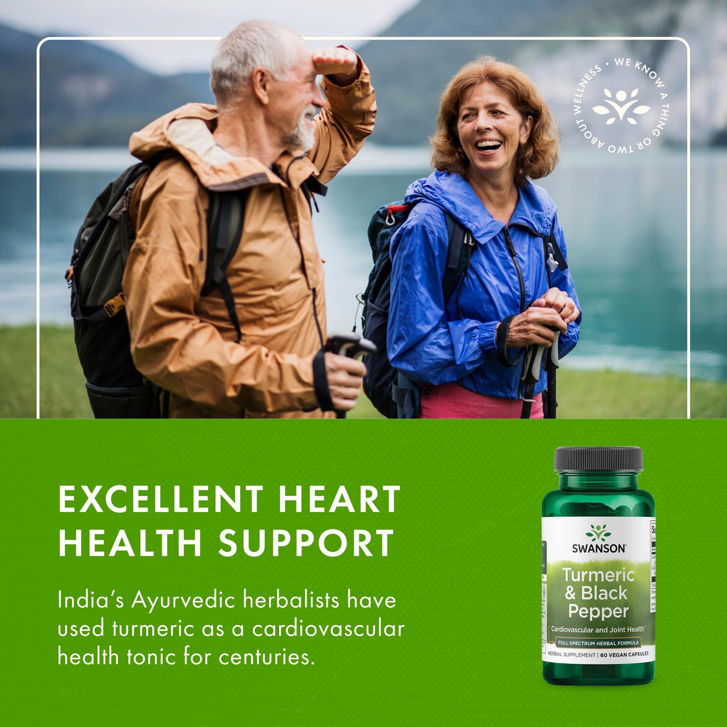 Swanson Turmeric & Black Pepper – Organic Joint Health, Heart Health, Digestion & Liver Support (60 Veggie Capsules) 2 Pack