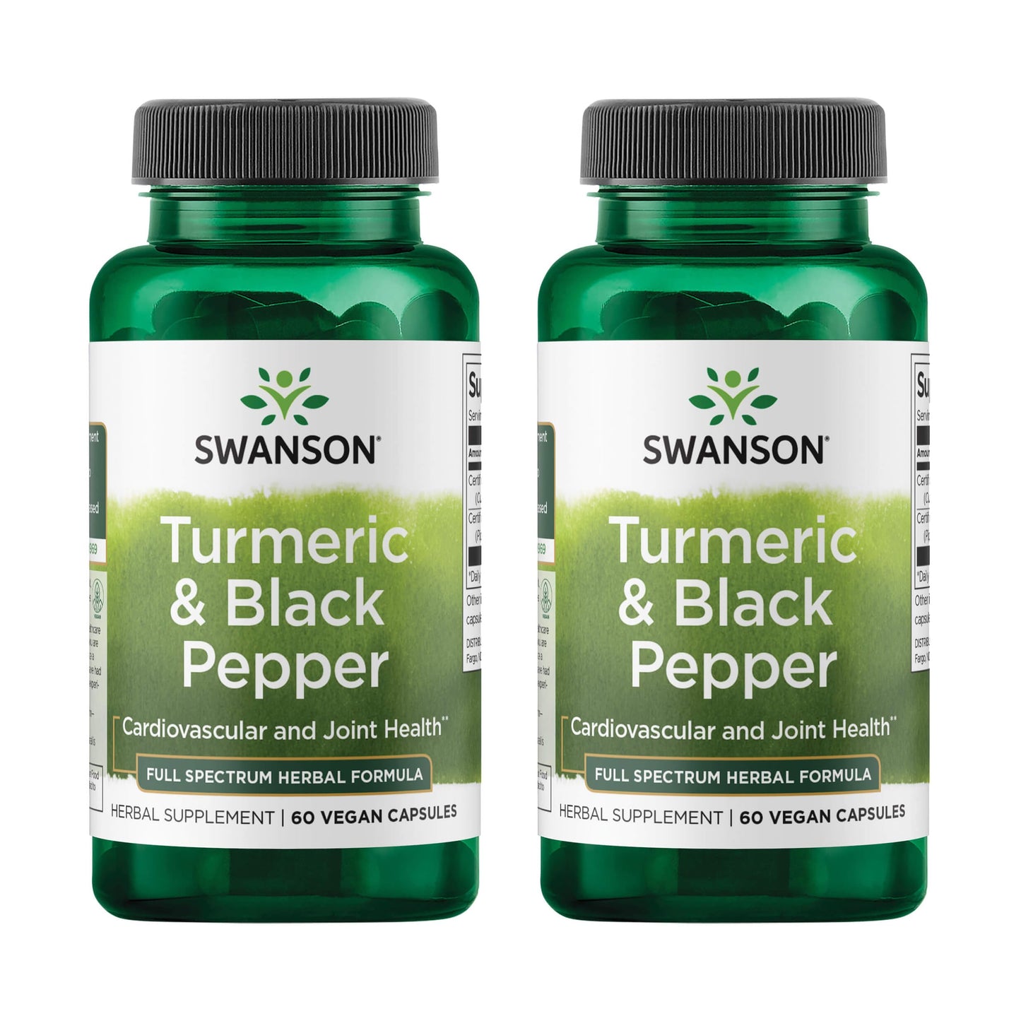 Swanson Turmeric & Black Pepper – Organic Joint Health, Heart Health, Digestion & Liver Support (60 Veggie Capsules) 2 Pack