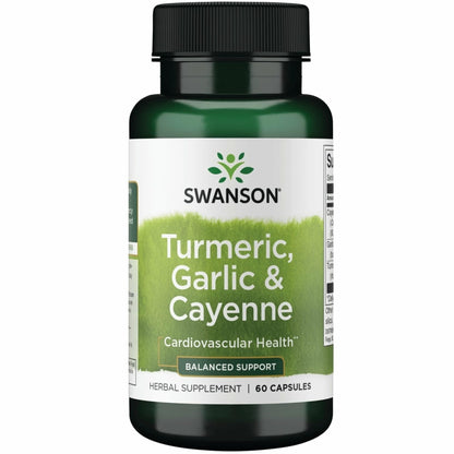 Swanson Full Spectrum Turmeric Garlic & Cayenne 60 Capsules | Cardiovascular Support
