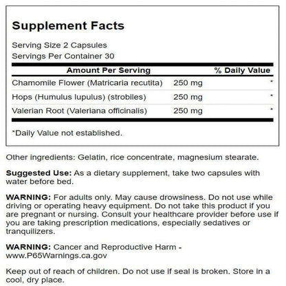 Swanson Valerian, Chamomile & Hops – Full Spectrum Relaxation Supplement (60 Capsules) 2 Pack