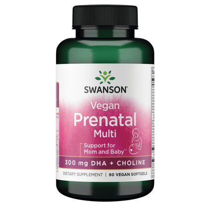 Swanson Vegan PRENATAL Multi 90 SGELS | Algal DHA, Gluten Free, Non-GMO