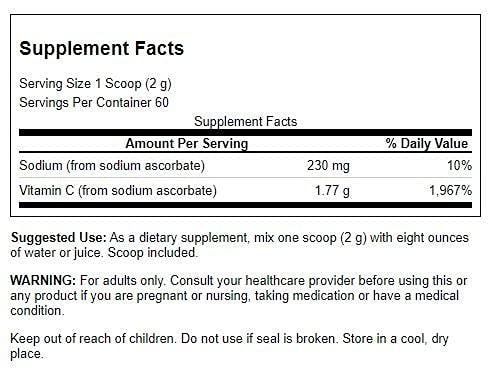Swanson VIT C from Sodium ASCORBATE 4.23OZ | Vitamin C Supplement