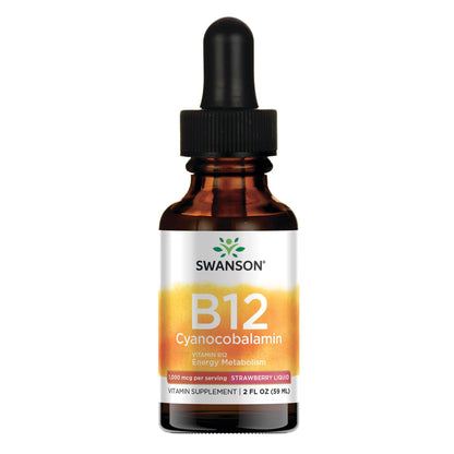 Swanson Vitamin B-12 Sublingual Liquid 1000 mcg, 2 fl oz (59 ml)