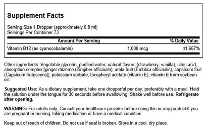 Swanson Vitamin B-12 Sublingual Liquid 1000 mcg, 2 fl oz (59 ml)