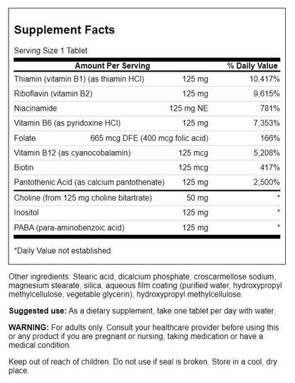 Swanson Vitamin B-125 Complex 250 Tabs - Supports Nervous System & Mood