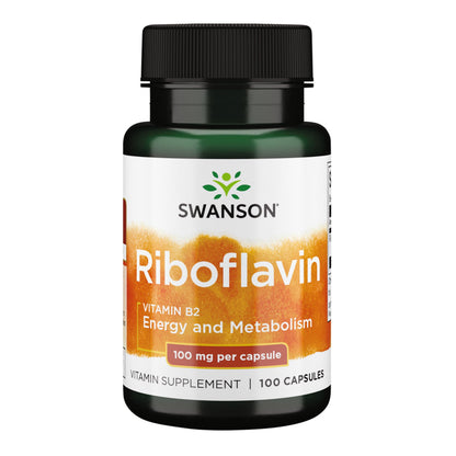 Swanson Vitamin B2 (Riboflavin) – Vision, Thyroid & Energy Support (100 Capsules)