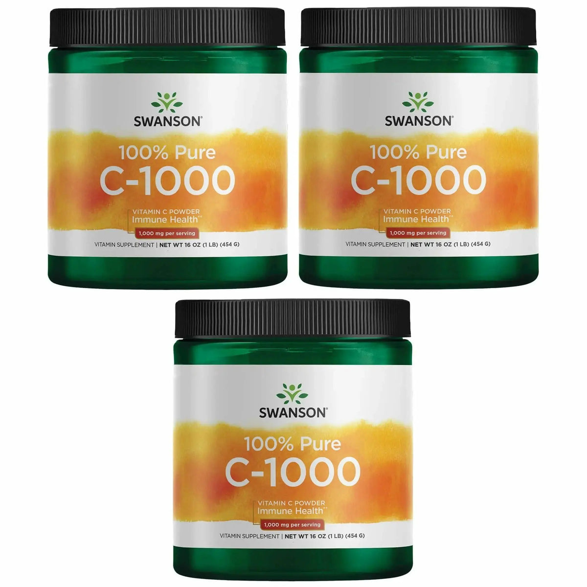 Swanson Vitamin C Powder 100% Pure Ascorbic Acid – Immune Support, Skin & Cardiovascular Health | 1000 mg per Serving, 1 lb, 3 Pack BritishVita | Premium UK Vitamins & Wellness Supplements