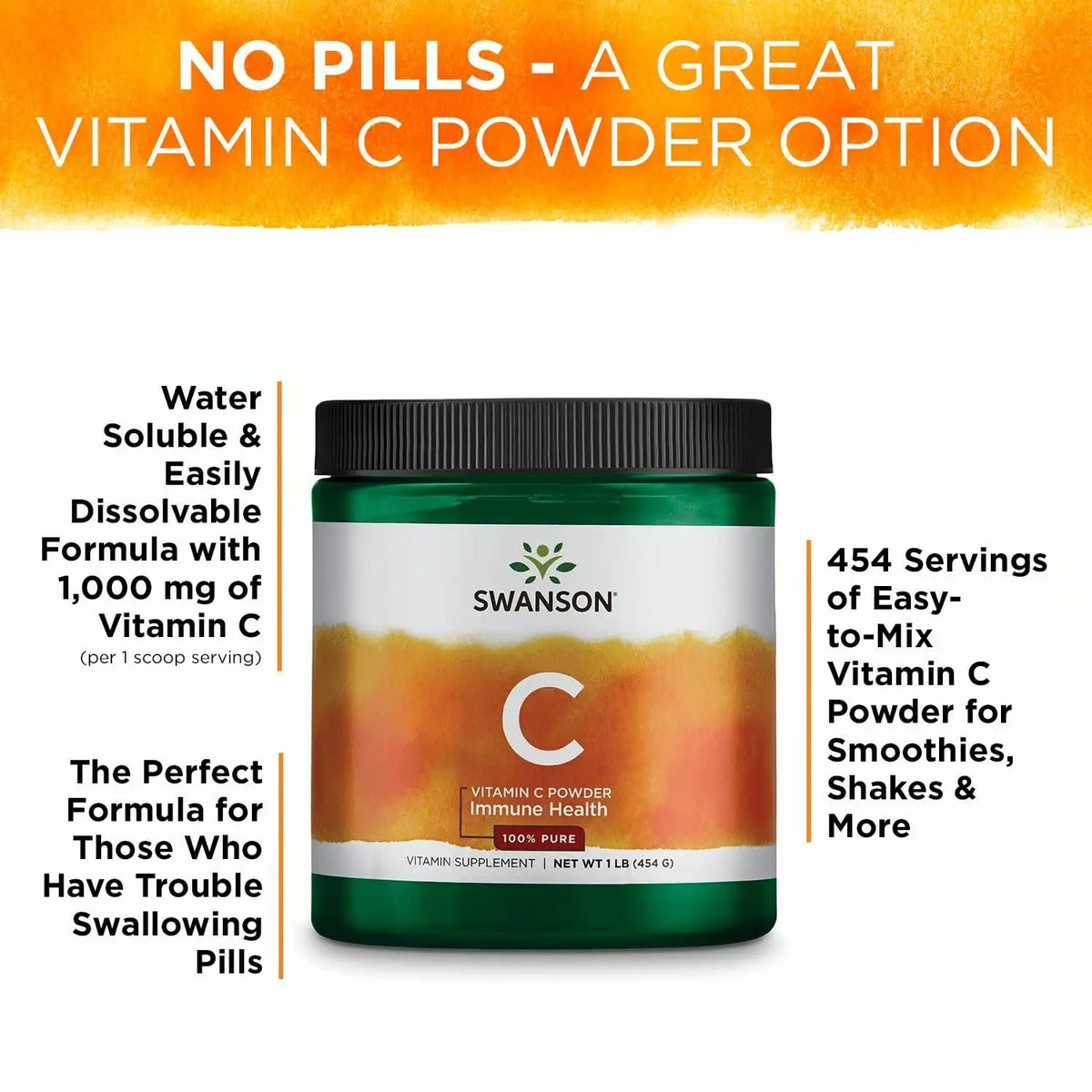 Swanson Vitamin C Powder 100% Pure Ascorbic Acid – Immune Support, Skin & Cardiovascular Health | 1000 mg per Serving, 1 lb, 3 Pack BritishVita | Premium UK Vitamins & Wellness Supplements