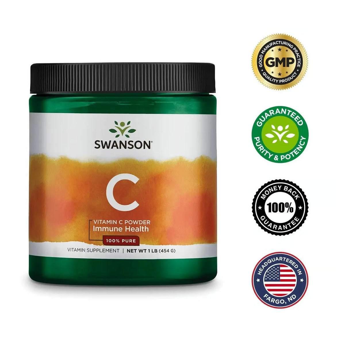 Swanson Vitamin C Powder 100% Pure Ascorbic Acid – Immune Support, Skin & Cardiovascular Health | 1000 mg per Serving, 1 lb, 3 Pack BritishVita | Premium UK Vitamins & Wellness Supplements