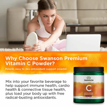 Swanson Vitamin C Powder 100% Pure Ascorbic Acid – Immune Support, Skin & Cardiovascular Health | 1000 mg per Serving, 1 lb, 3 Pack BritishVita | Premium UK Vitamins & Wellness Supplements