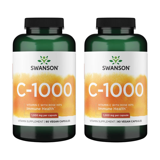 Swanson Vitamin C with Rose Hips – Immune Support, Skin & Heart Health | 90 Capsules, 1000mg Each (2 Pack) BritishVita | Premium UK Vitamins & Wellness Supplements