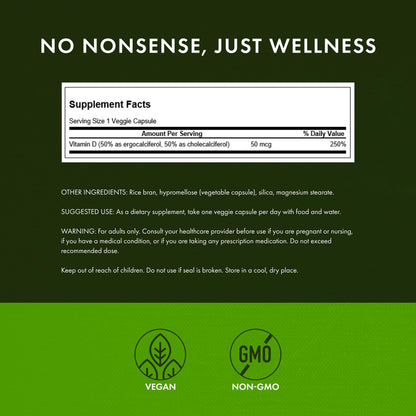 Swanson Vitamin D Complex with D2 & D3 - 50 mcg, 60 Veggie Caps