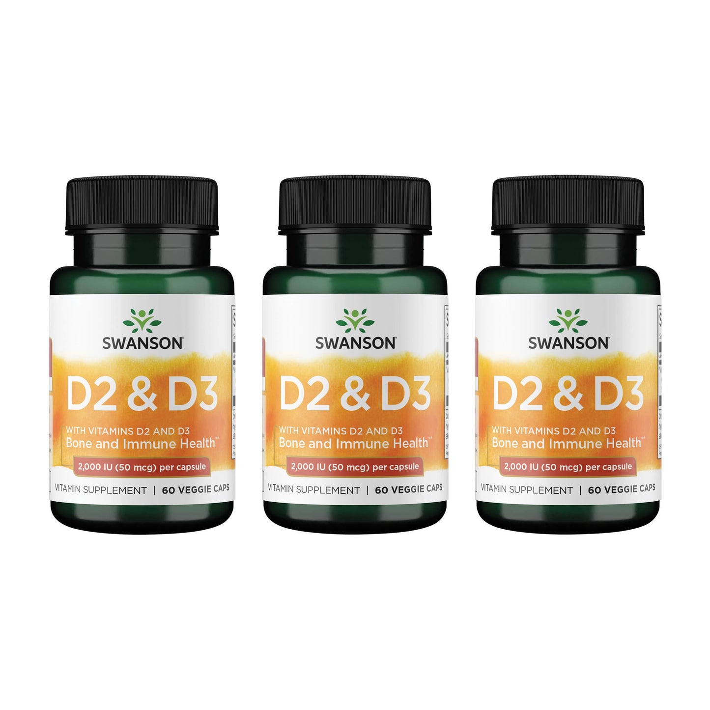 Swanson Vitamin D Complex with D2 & D3 - 50 mcg, 60 Veggie Caps