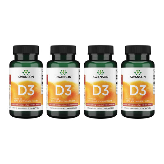 Swanson Vitamin D3 250 Softgels – 4 Pack | Bone & Immune Support BritishVita | Premium UK Vitamins & Wellness Supplements