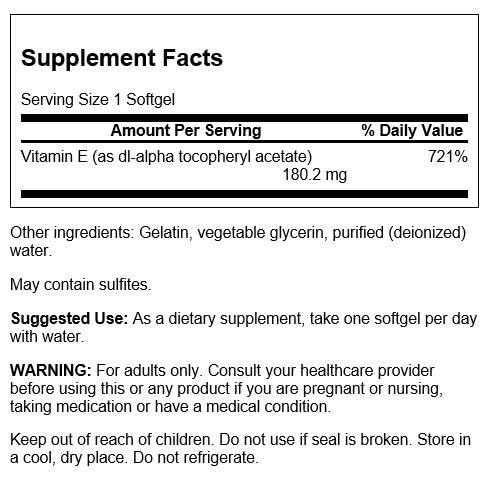 Swanson Vitamin E 400 IU Softgels – 60 Count (268 mg) | Non-GMO