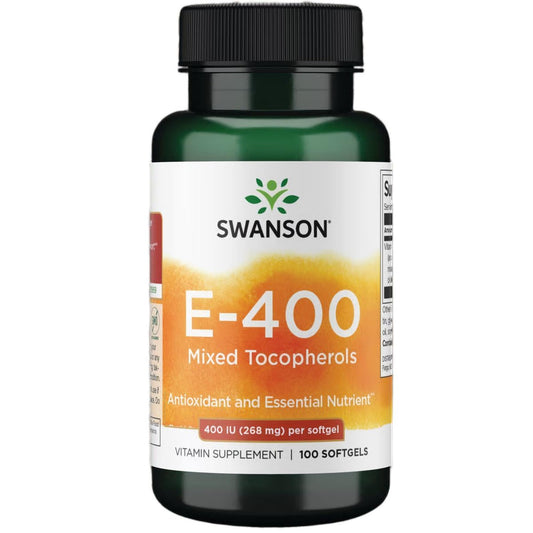 Swanson Vitamin E Mixed Tocopherols 400 IU (268 mg) Softgels - 100 Softgels BritishVita | Premium UK Vitamins & Wellness Supplements