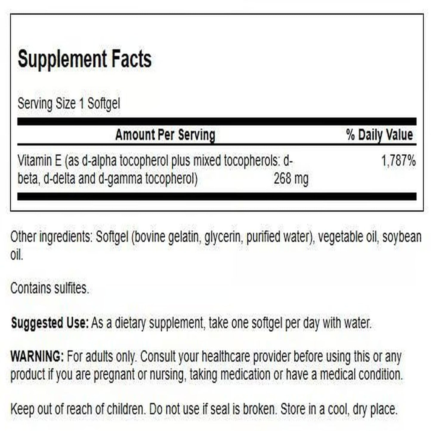 Swanson Vitamin E Mixed Tocopherols 400 IU (268 mg) Softgels - 100 Softgels