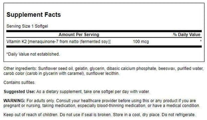 Swanson Vitamin K2 (MK-7) 100 mcg - 30 Softgels | Natto-Based Vitamin for Heart & Bone Health