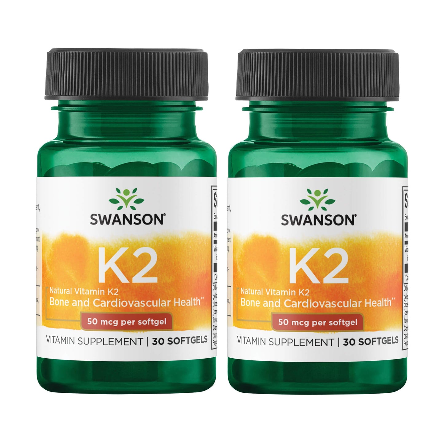 Swanson Vitamin K2 MK-7 Natto 50 mcg 30 Softgels (2-Pack)