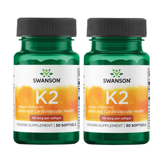 Swanson Vitamin K2 MK-7 Natto 50 mcg 30 Softgels (2-Pack) BritishVita | Premium UK Vitamins & Wellness Supplements