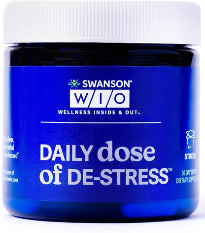 Swanson WIO Daily dose of DE-Stress Stress Support, Relaxation, Feel Calmer, Rest Better, Less Stress, Lactium Milk Protein Peptide, Adaptogen, Wellness, 30 Capsules (30-Day Supply)