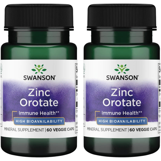 Swanson Zinc Orotate 10 Milligrams Elemental Zinc - 60 Veg Capsules (2 Pack) BritishVita | Premium UK Vitamins & Wellness Supplements