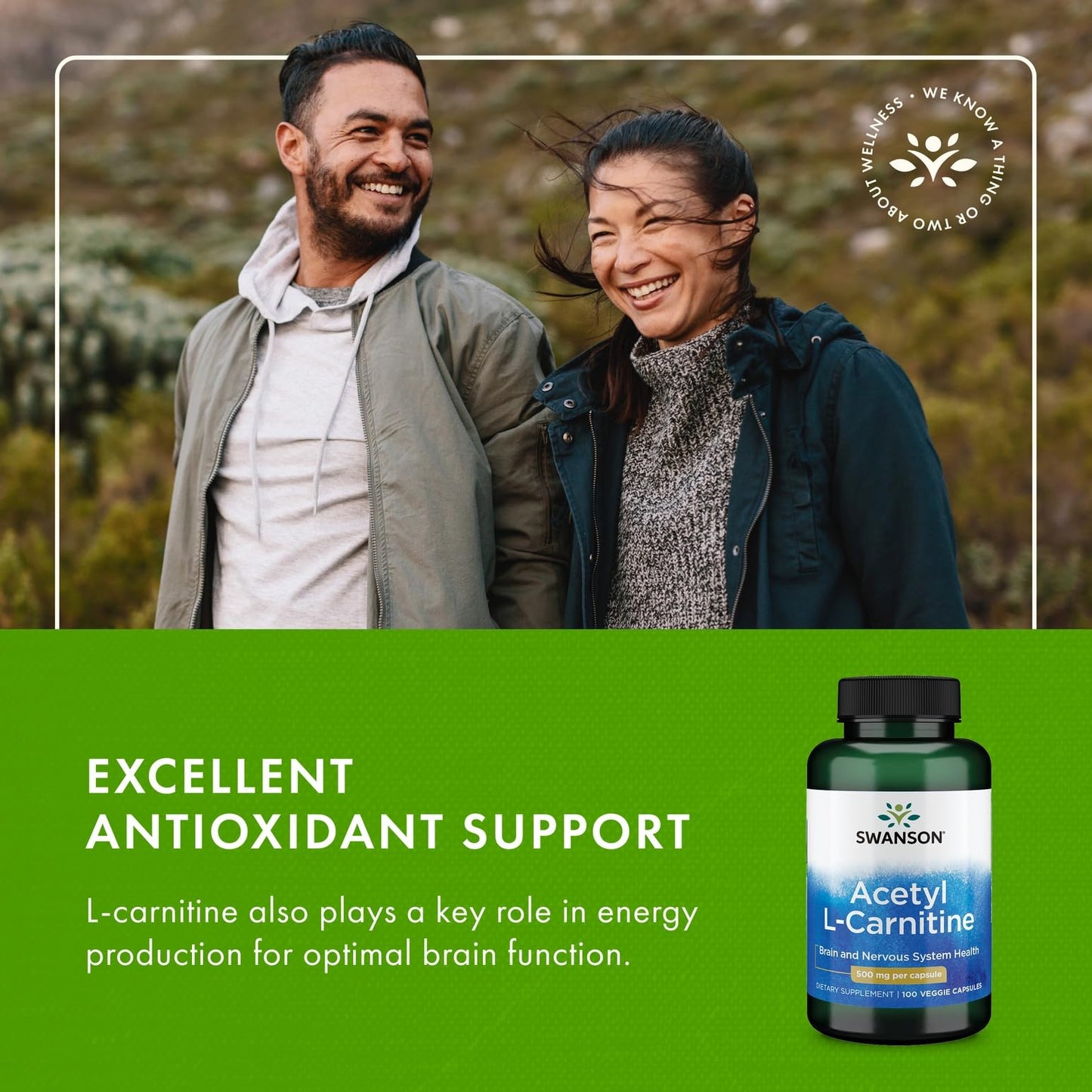 Swanson Acetyl-L-Carnitine – Cognitive Support & Muscle Health (2-Pack, 100 Veggie Caps)