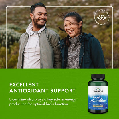 Swanson Acetyl-L-Carnitine – Cognitive Support & Muscle Health (2-Pack, 100 Veggie Caps)
