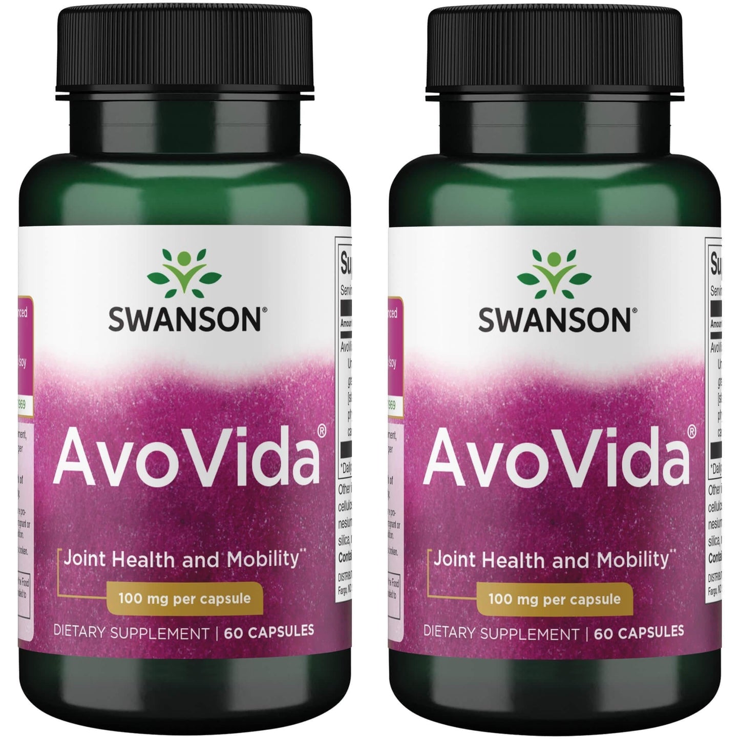Swanson Avovida 100 mg – 60 Capsules (2 Pack) – Avocado/Soy Unsaponifiables