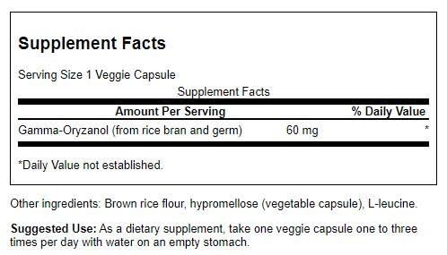 Swanson Gamma Oryzanol from Rice Bran – 60 mg, 90 Veg Capsules