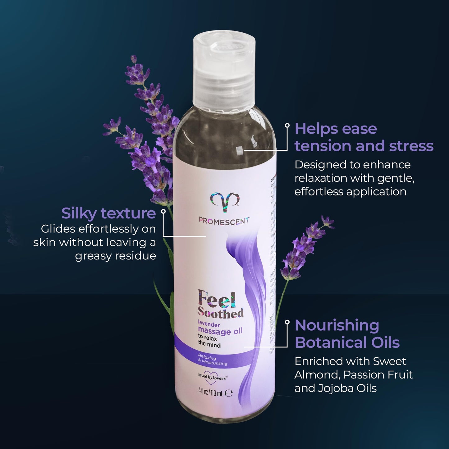 Promescent Lavender Massage Oil – 4 oz | Relaxation for Massage Therapy