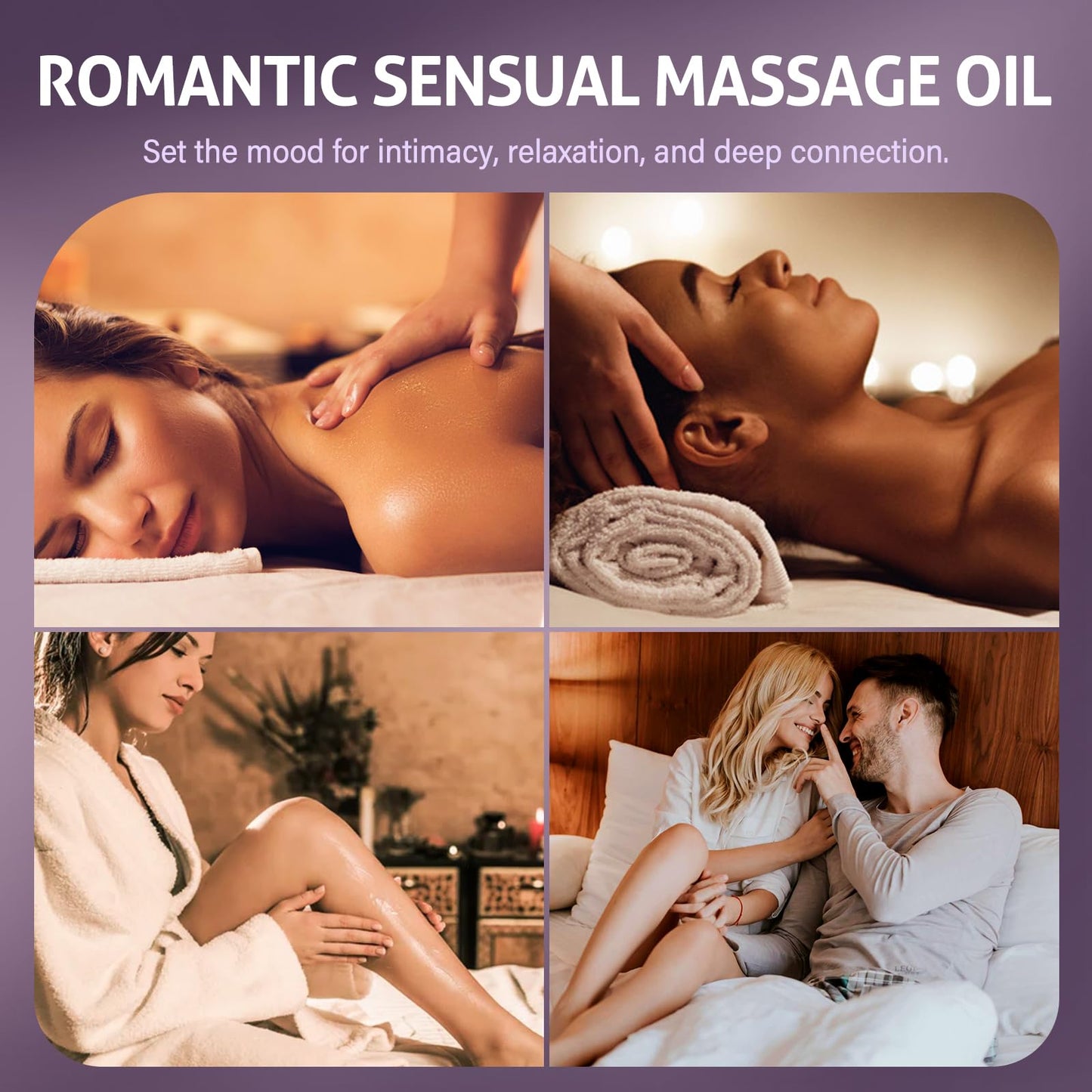 Date Night Lavender Body Massage Oil for Couples – Vegan, Smooth Glide (8 fl oz)