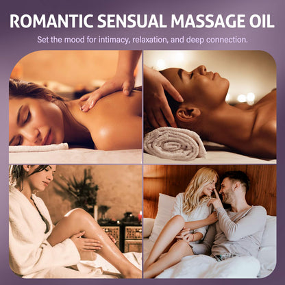 Date Night Lavender Body Massage Oil for Couples – Vegan, Smooth Glide (8 fl oz)