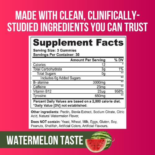 Sweet-Cre Preworkout Gummies – Watermelon, 90-Count | Energy & Endurance