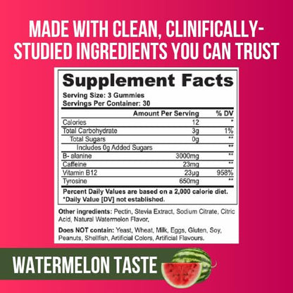 Sweet-Cre Preworkout Gummies – Watermelon, 90-Count | Energy & Endurance