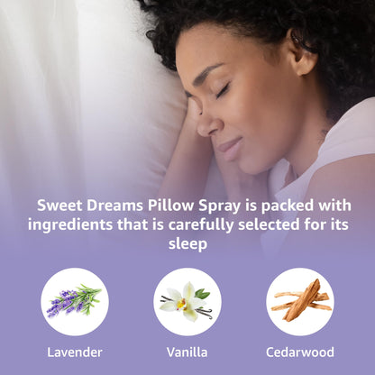 Sweet Dreams Sleep Pillow Spray - Lavender Vanilla Cedarwood Aromatherapy for Calm Sleep | Bedtime Self-Care Gift