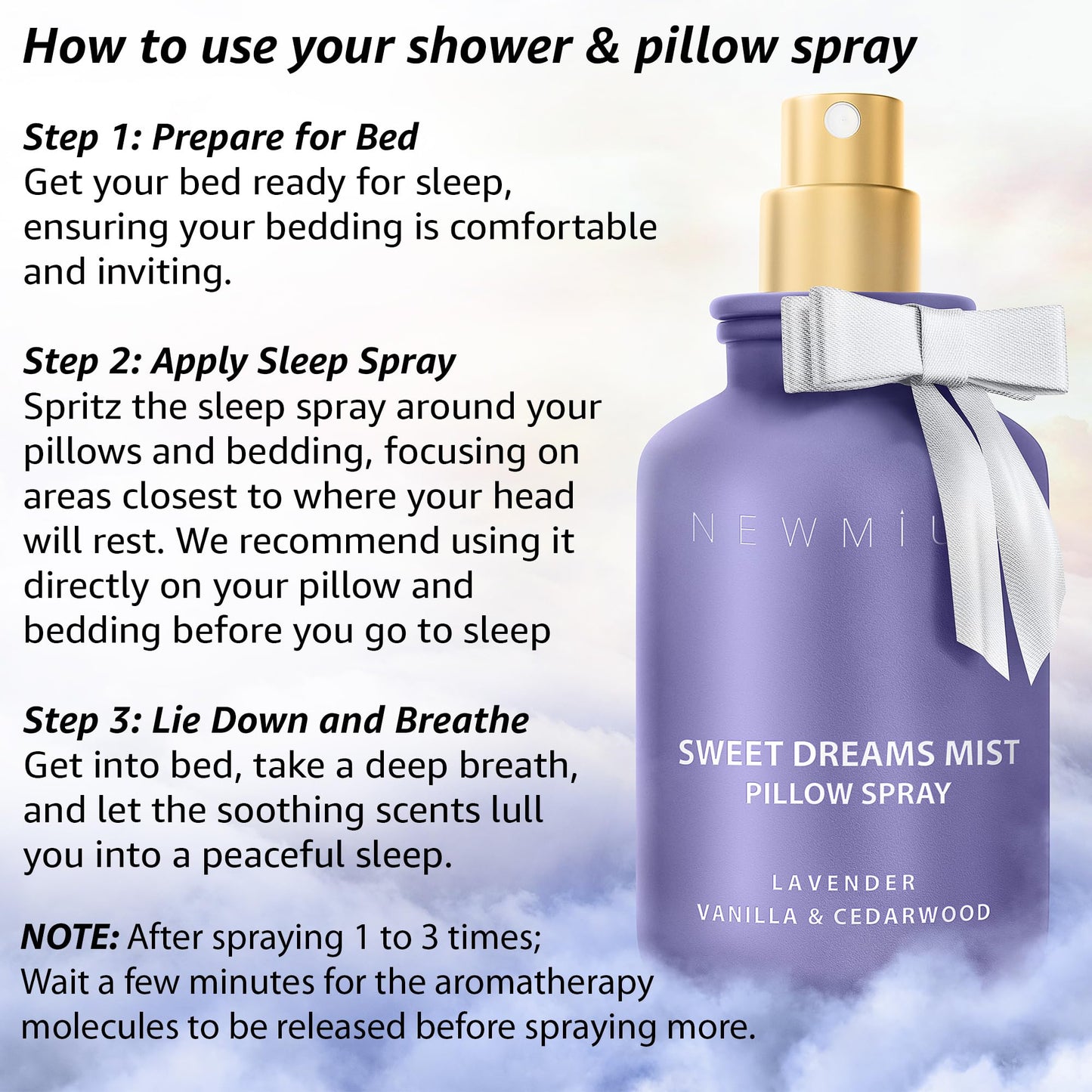 Sweet Dreams Sleep Pillow Spray - Lavender Vanilla Cedarwood Aromatherapy for Calm Sleep | Bedtime Self-Care Gift