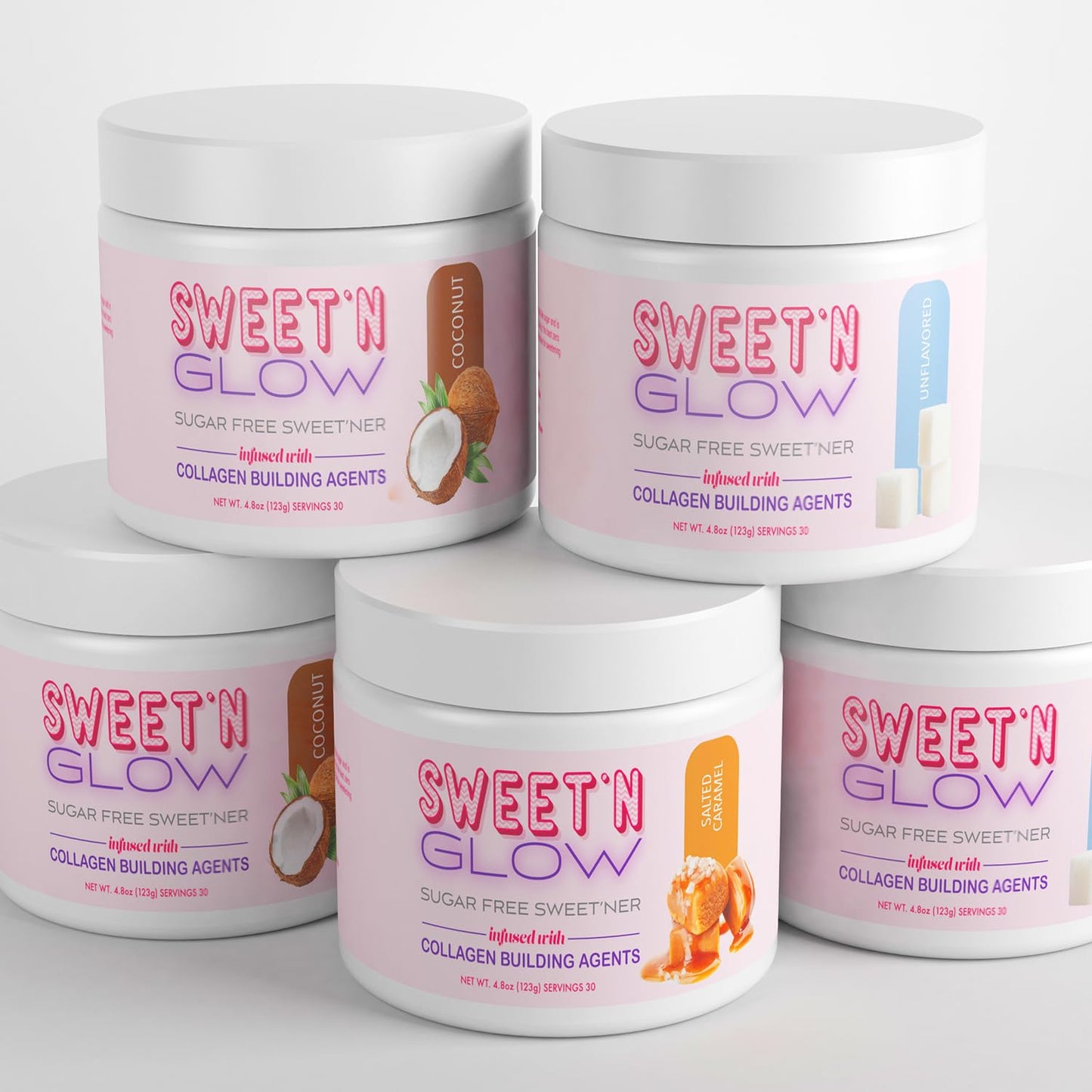 Sweet N Glow Zero Calorie Sugar Free Sweet'Ner with Collagen – 30 Servings Salted Carmel