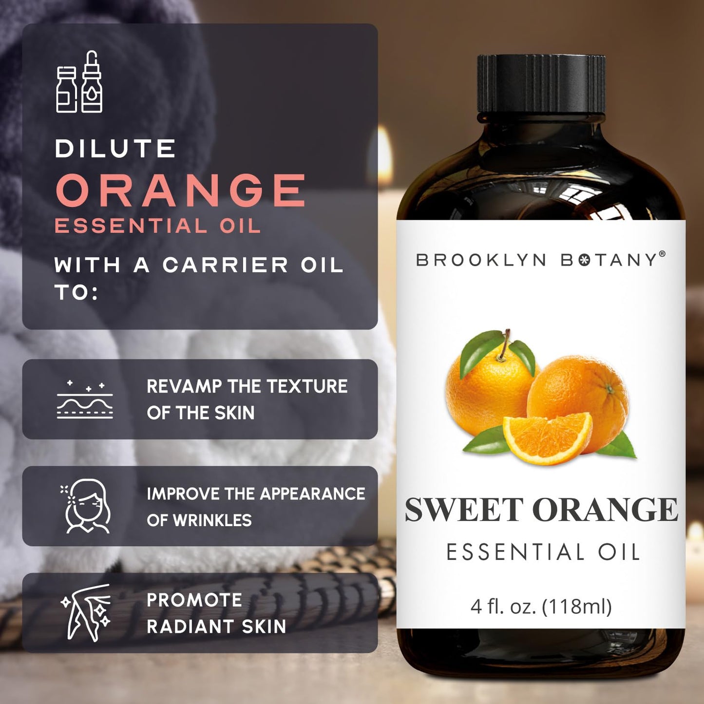 Brooklyn Botany Sweet Orange Oil - 4 oz, Pure & Natural, Premium Grade
