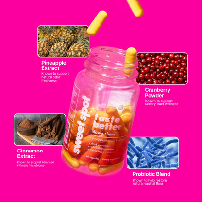 Sweet Spot Pineapple & Cranberry Vaginal Health Supplement – 60 Capsules | Freshens Taste & Balance