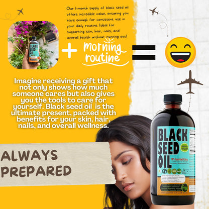 Sweet Sunnah Premium Black Seed Oil - Cold Pressed Nigellaa Travel Size 4 Fl Oz | Gluten Free, Non-GMO