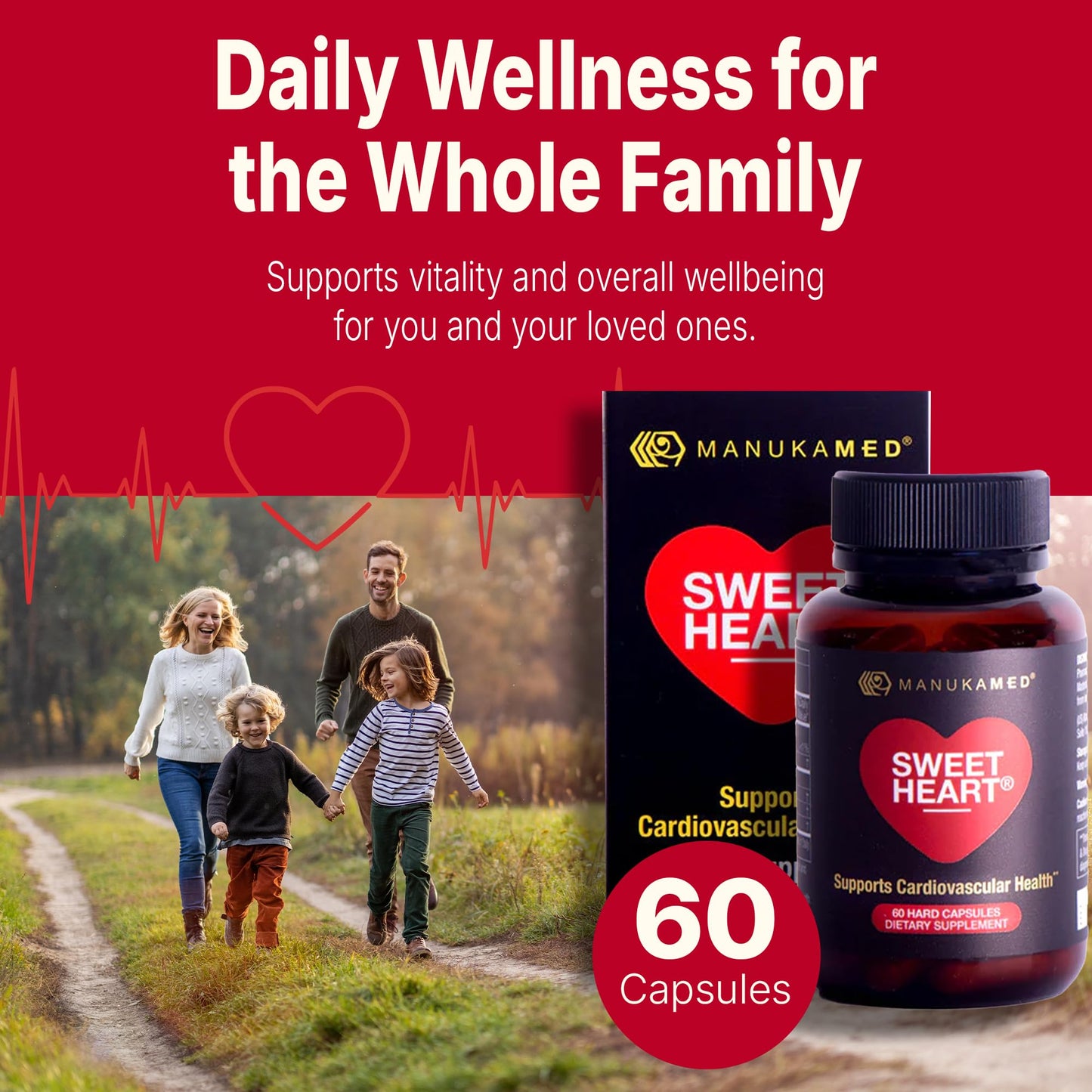 SweetHeart Natural Cholesterol Support Supplement – Manuka Honey Modified Royal Jelly Peptides, 60 Capsules | New Zealand Manuka Honey