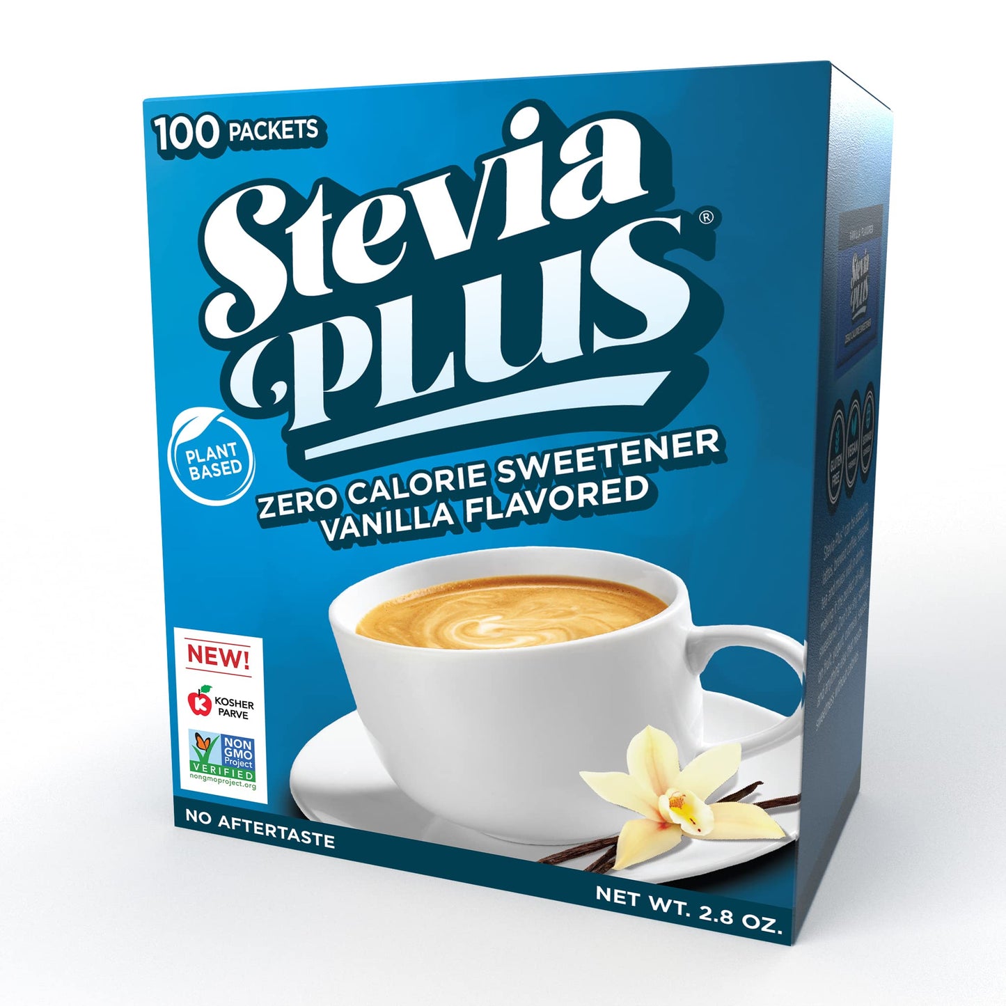 SweetLeaf Stevia Plus Packets – Zero Calorie Sugar Free Stevia (Vanilla, 100 Count)