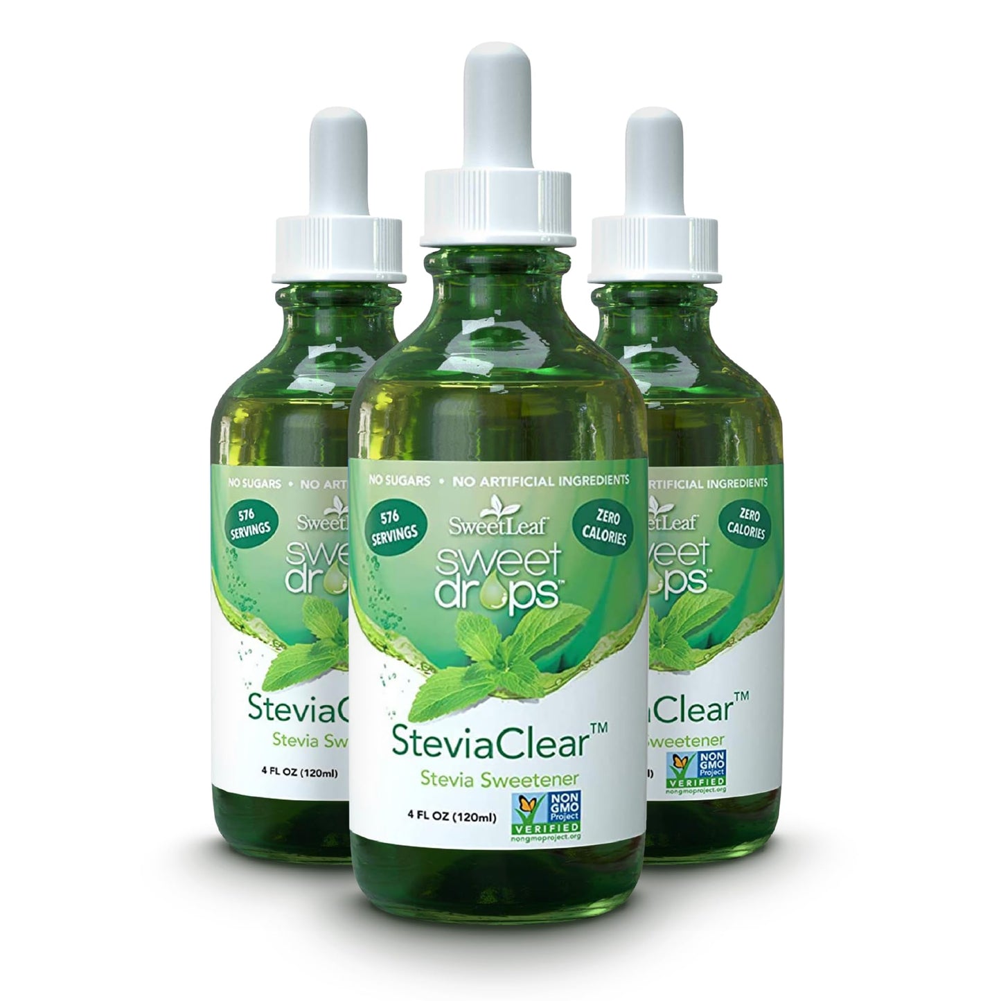 SweetLeaf SteviaClear Sweet Drops – Zero-Calorie Liquid Stevia, No Bitter Aftertaste, Pack of 3 (4 oz each)