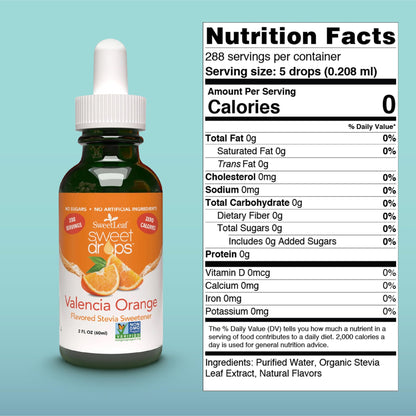 SweetLeaf Valencia Orange Sweet Drops – Zero-Calorie Stevia Liquid (2 oz)