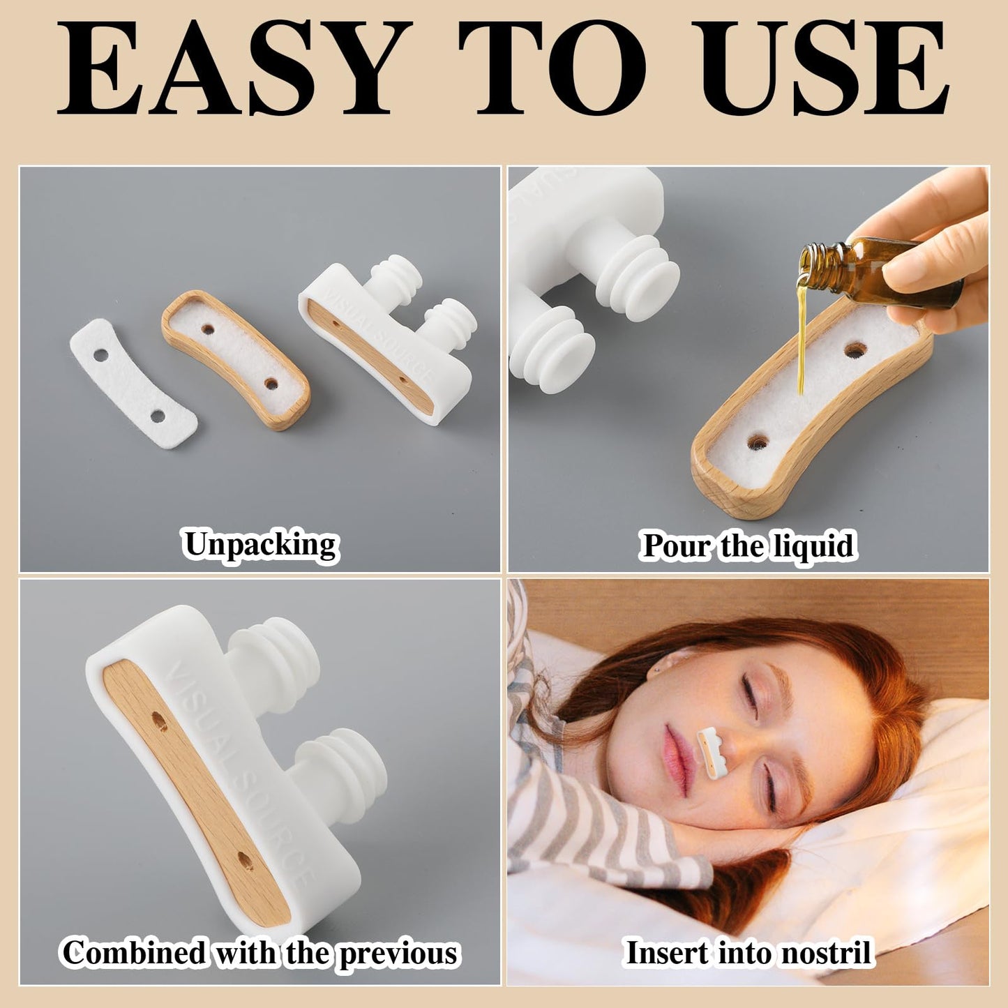 Swiffen 2 Pcs Aromatherapy Nasal Inhalers with 10 Wicks — Portable Refillable Diffusers